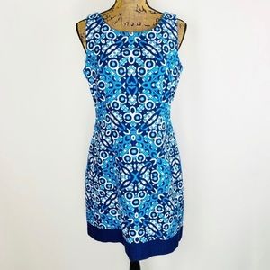 Just Taylor blue patterned fitted dress NWOT size 6